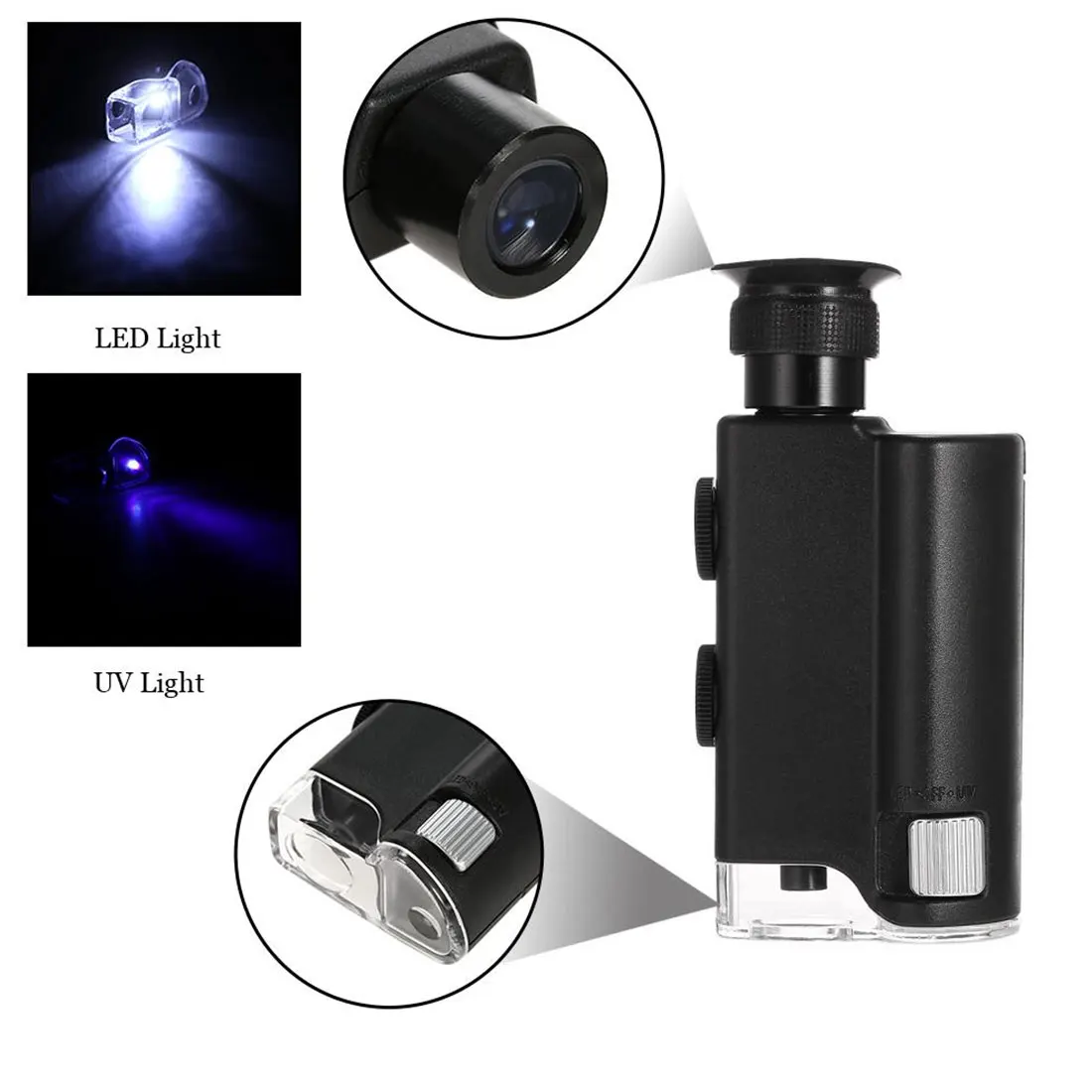

Multifunctional Magnifying Tool 0-100X Magnifier for Jewelry Gem Adjustable Microscope Portable Loupe with LED and UV Light