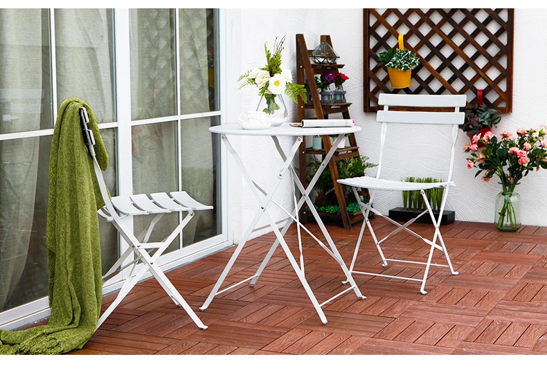 Балконный стол и обивка на стулья три железный стол мебель складные уличные столы и стулья Кофейня Досуг столы и стулья