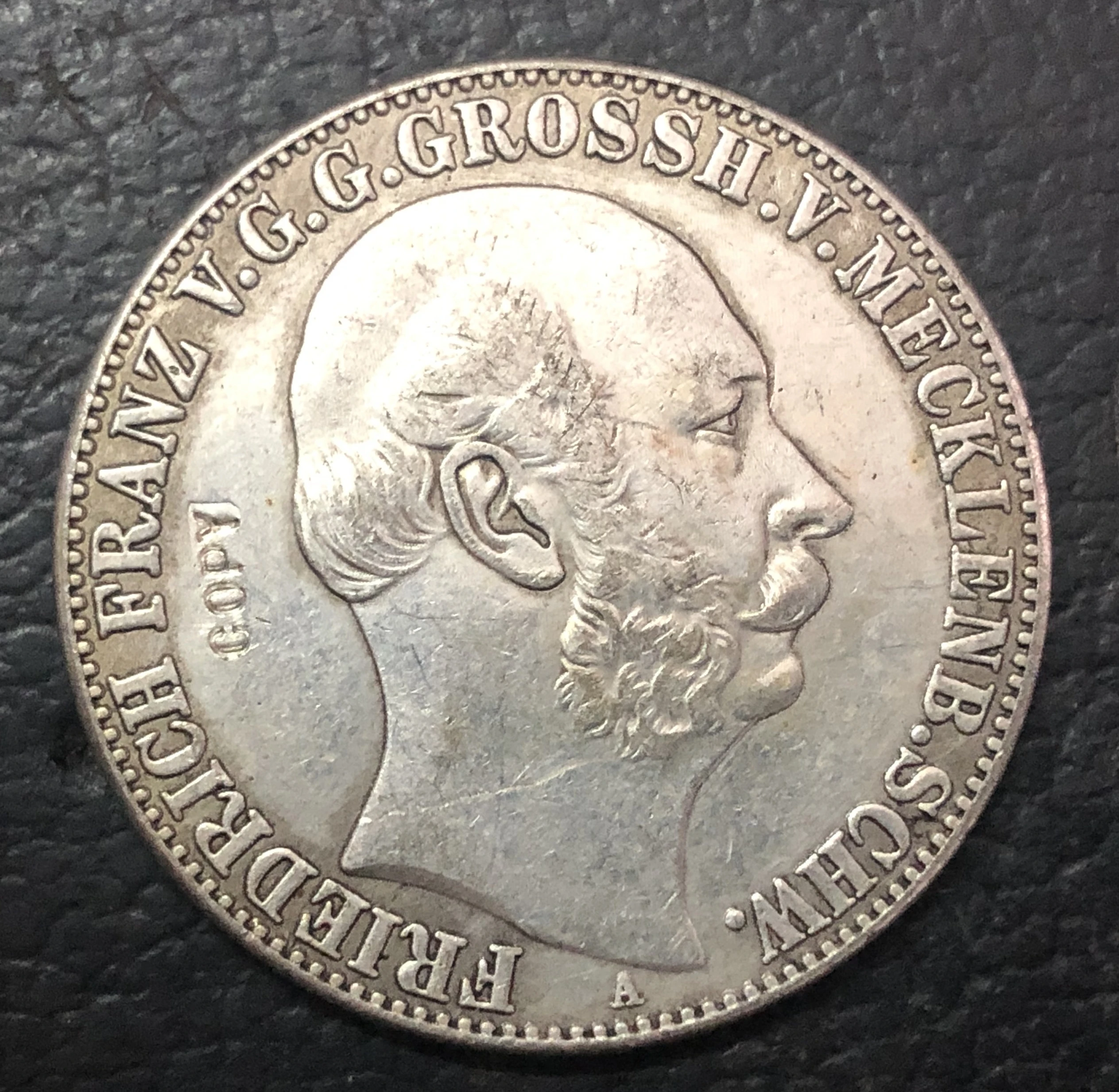 1867 г. Германия величественное гербичество Мекленбург-швардин 1 Посеребренная