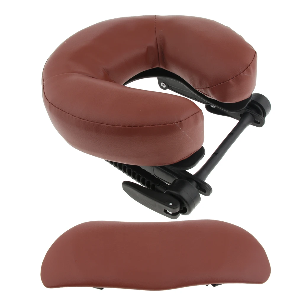 Adjustable Height Face Cradle + Foam Facial Rest Down Cushion + PU Leather Arm Support Pillow Set For Massage Table Bed