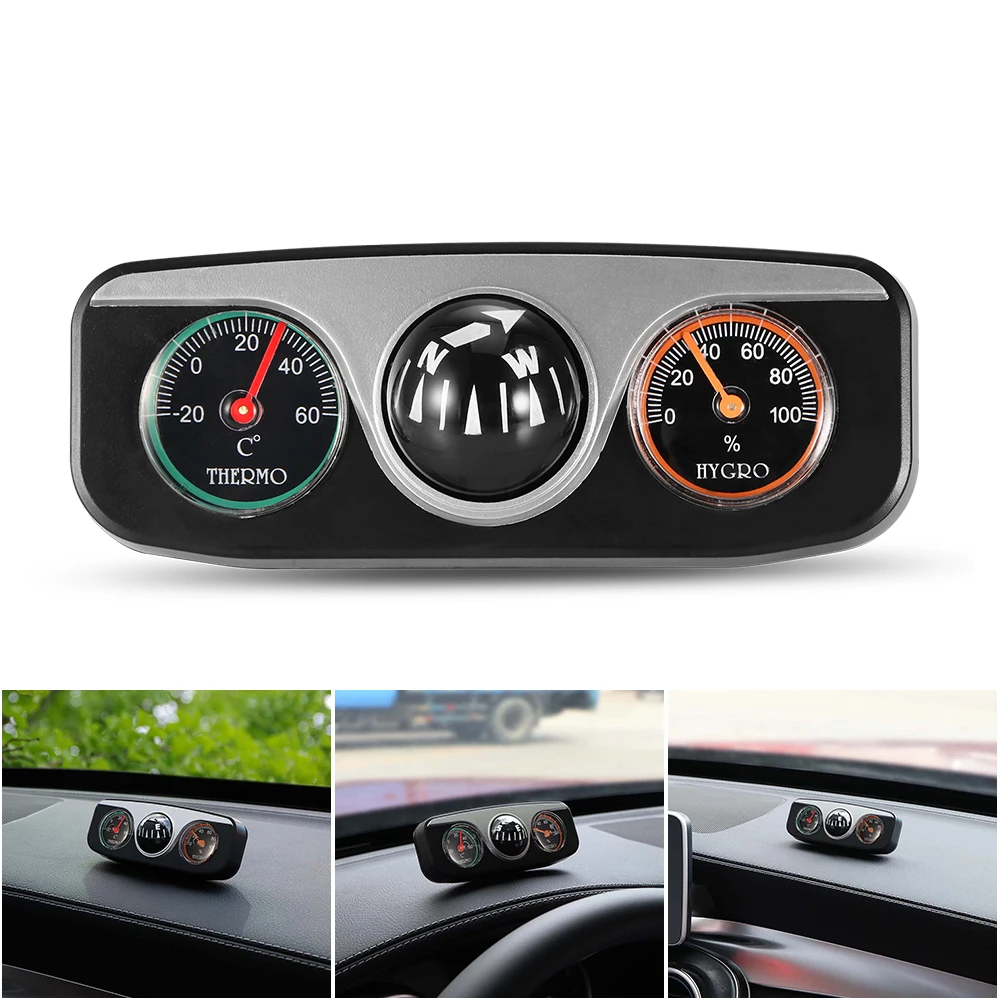 2 in 1 Guide Ball Car Compass Thermometer Car Ornaments Direction Dashboard* EB 