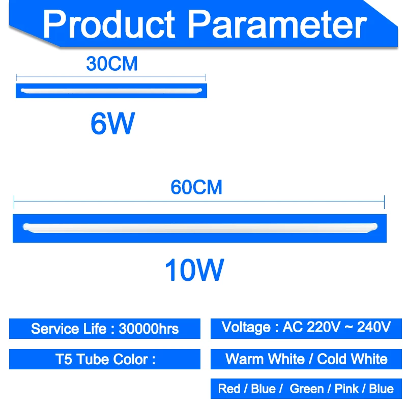 4 шт. RGB светодиодный светильник T5 светодиодный T8 лампа 220 В 6 Вт 10 Вт AC220V 240 В Флуоресцентный светильник светодиодный настенный светильник красный зеленый синий розовый 30 см 60 см