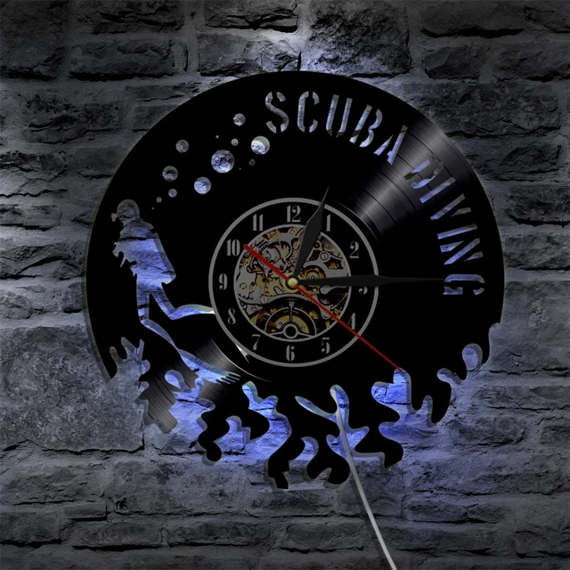 Scuba Diving Wall Clock Modern Design LED Clocks with 7 Different