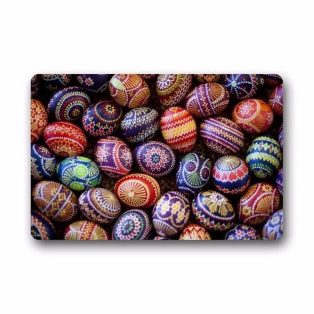 

Happy Easter Colorful Eggs Machine-Washable Non-Slip Rubber Welcome Door Mat Doormats Rug 23.6 x 15.7 Inch