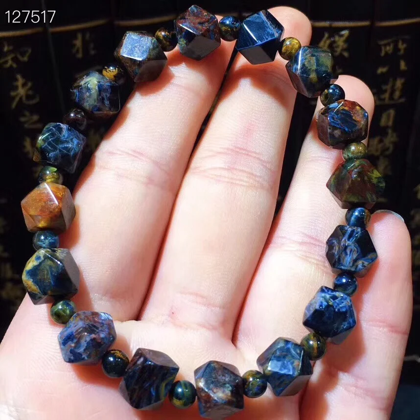 

100% 7.8x7.4x7.5mm Natural Namibia Pietersite Blue Yellow Beads Gemstone Round Bead Bracelets Man Women Drop Shipping B38804
