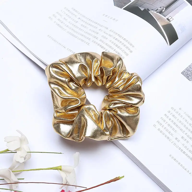 gold headbands 1 или 2 шт. женские резинки для волос из искусственной кожи золотого цвета, винтажные резинки для конского хвоста, эластичные резинки для волос для девочек, блестящие резинки для волос, аксессуары для волос - Цвет: gold headbands