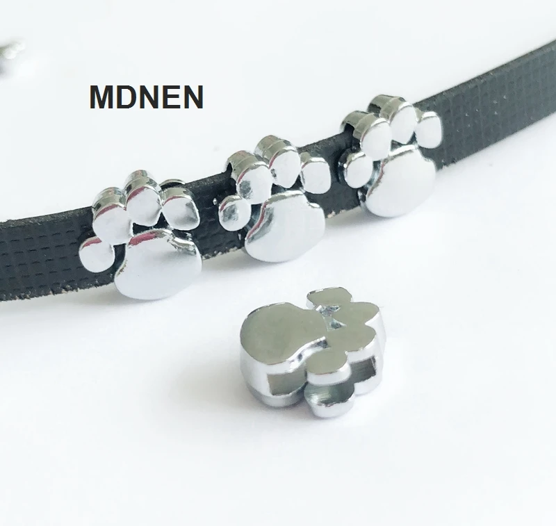 

Free Shipping, 20PCS 8MM Smooth Face Paw Print Slide Charms DIY Accessory Fit 8mm Wristband Belts