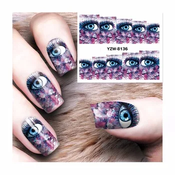 1 Sheet Water Transfer Tattoo Full Tips Nail Art Beauty Sexy Lady Women Sticker Nail Decals New 8136