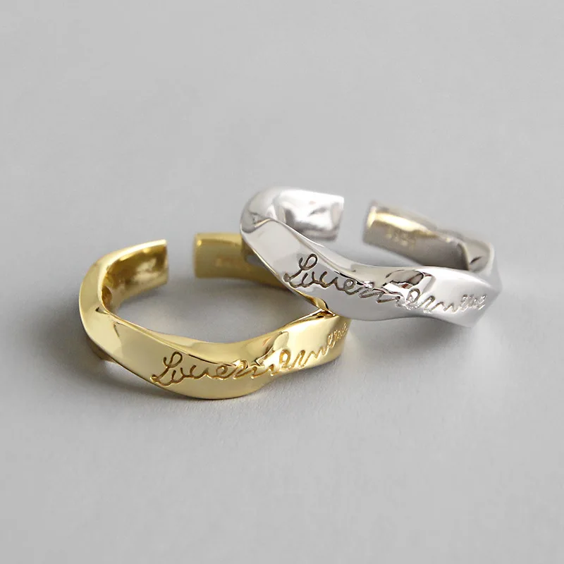 

HFYK 2019 ' Love me more ' Letters Ring 925 Sterling Silver Rings For Women anillos plata 925 para mujer bague femme aneis anel