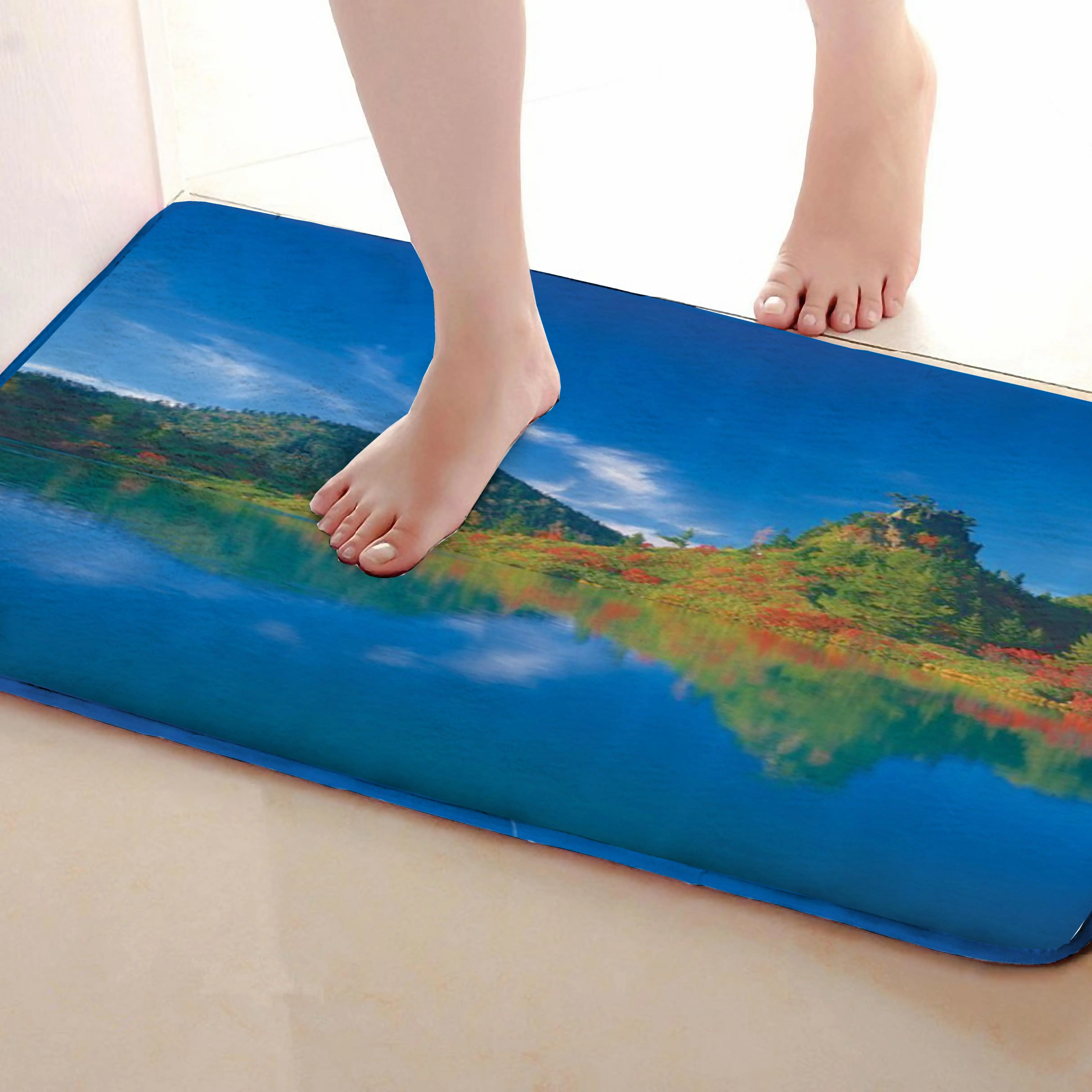Коврик для ванной комнаты в стиле озера, Забавный Противоскользящий коврик для ванной, аксессуары для душевой занавески, соответствующие вашей душевой занавеске