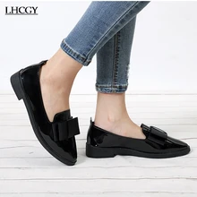 Большие размеры; женские туфли-оксфорды; черные лоферы с острым носком; слипоны на плоской подошве; женские туфли-лодочки из лакированной кожи на плоской подошве; zapatos mujer; 75H83