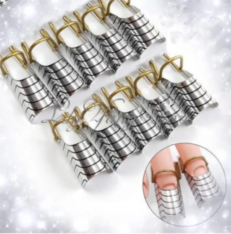 

5pc Nail Art C Curved Shape Extension Guide Tips French FoilPolish Gel UV Design Reusable Metal Manicure Tool / by dhl 100pcs