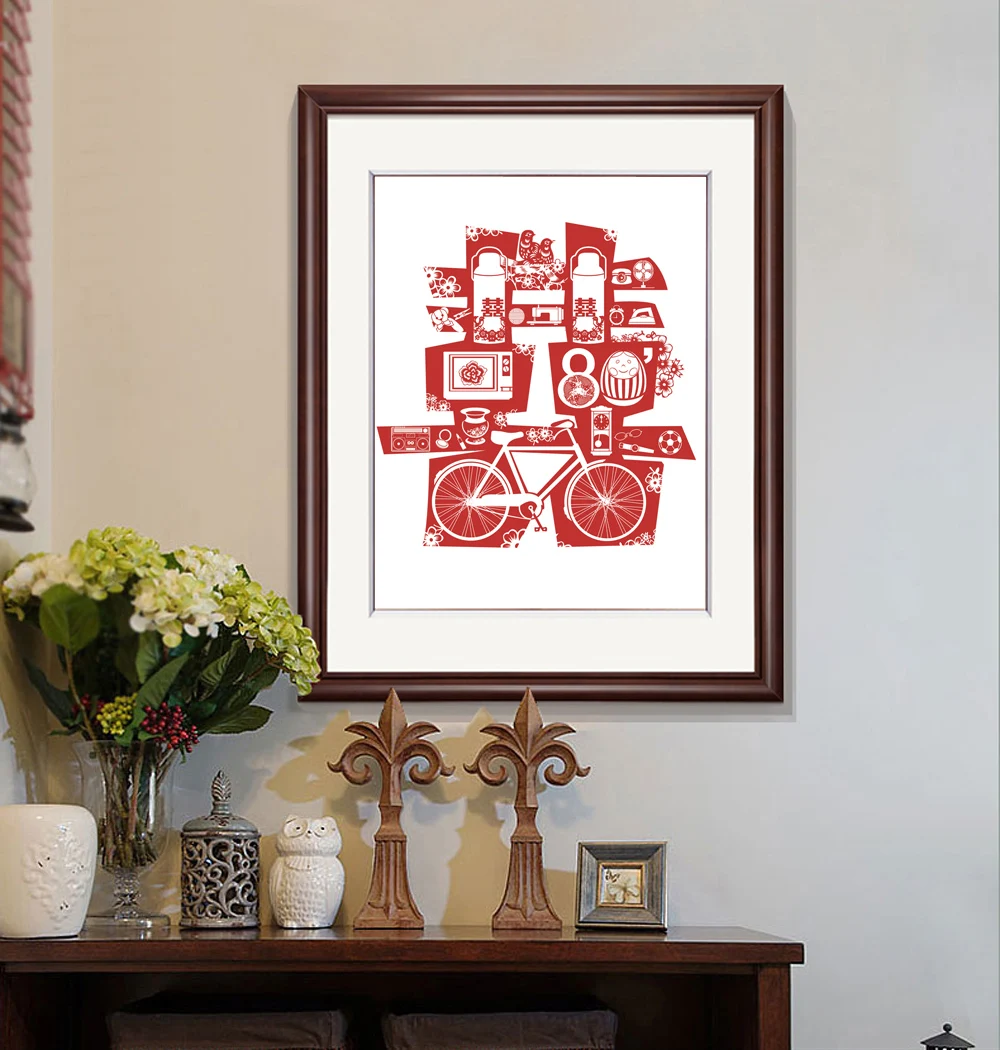Unframed-Modern-Canvas-Print-Painting-of-Chinese-Wedding-Elements-Double-Happiness-and-Fingerprint-love-SHUANG-XI (3)