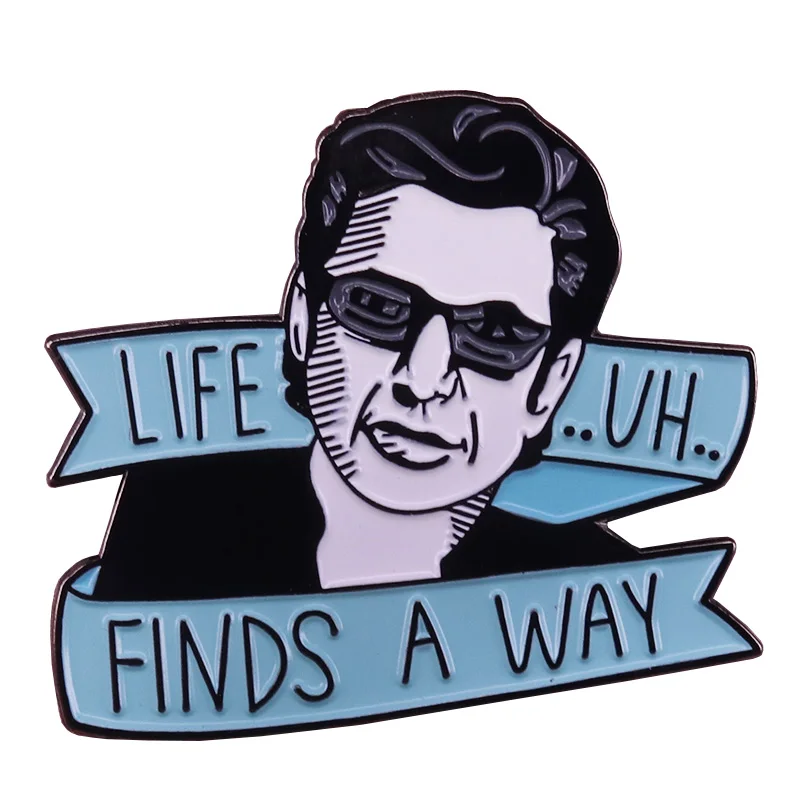 Жизнь uh находит способ эмалированный штифт Парк Юрского периода Jeff Goldblum значок