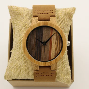 

Japan Quartz Fashion Luxury Men Wood Watch Big Number Vintage Genuine Leather Band Bamboo Dial Wooden Wristwatches Antibrittle