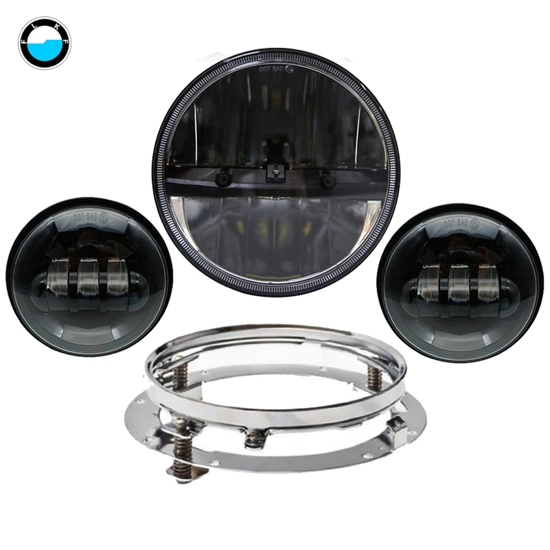 

Motorcycle lighting LED 7" Daymaker Headlight Passing Lights Mount Ring For Harley Davidson Touring. Motorcycle assembly.