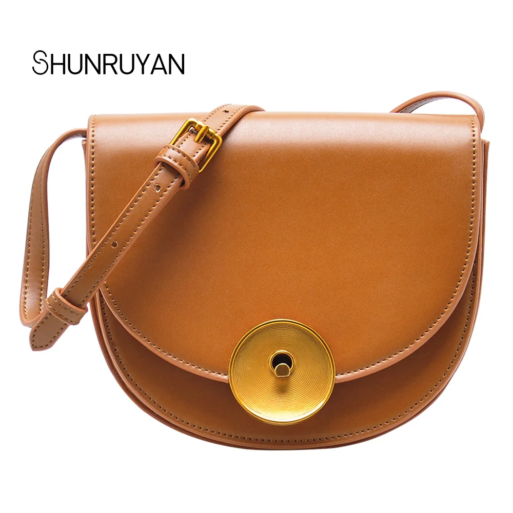 

SHUNRUYAN 2019 New Fashion Women Bag Saddle Brand Design Winter Shoulder Bag Crossbody Bag Messenger Ladies Bag