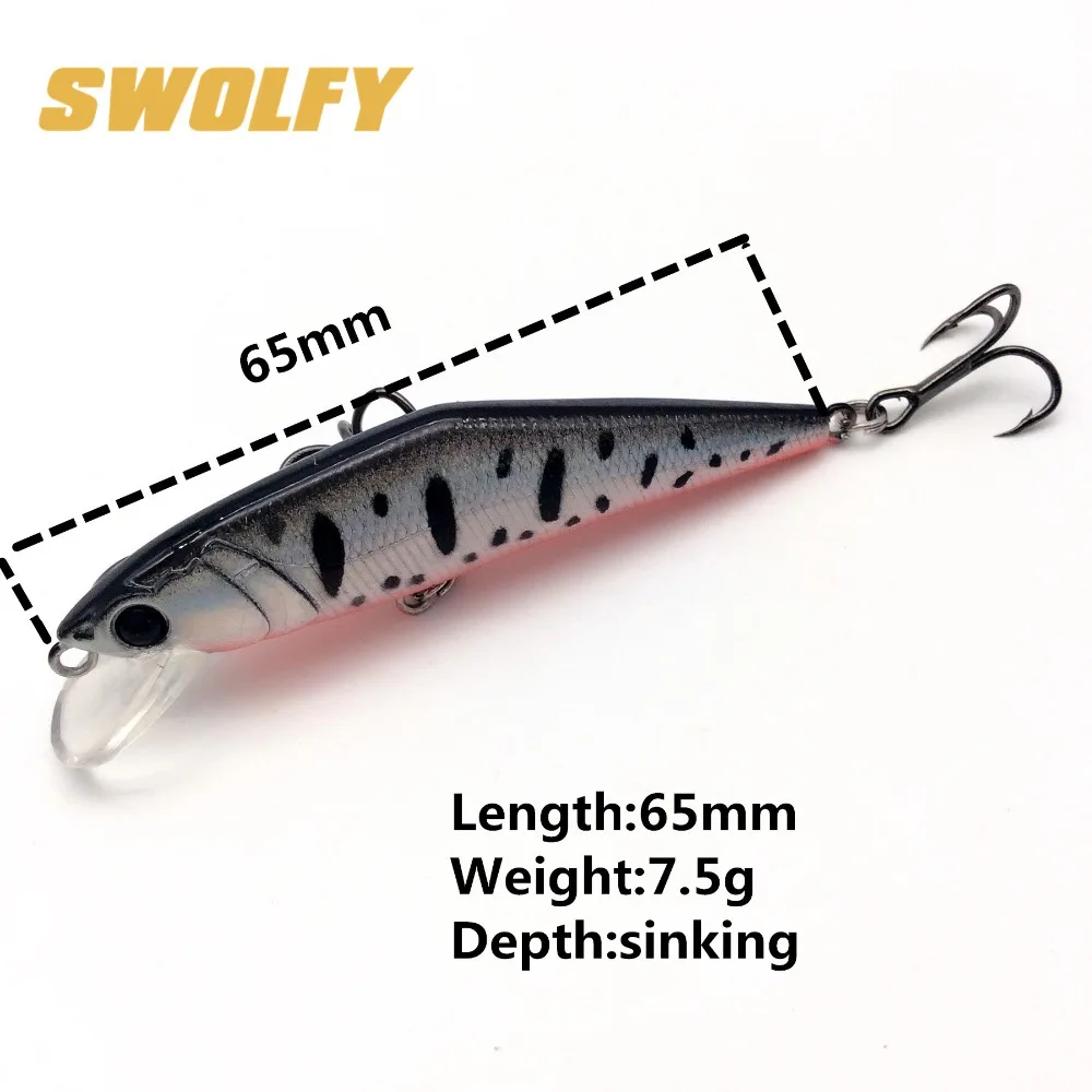 SWOLFY 1 шт. рыболовная приманка 6 5 см 7 г Гольян жесткая плотная неторопливая