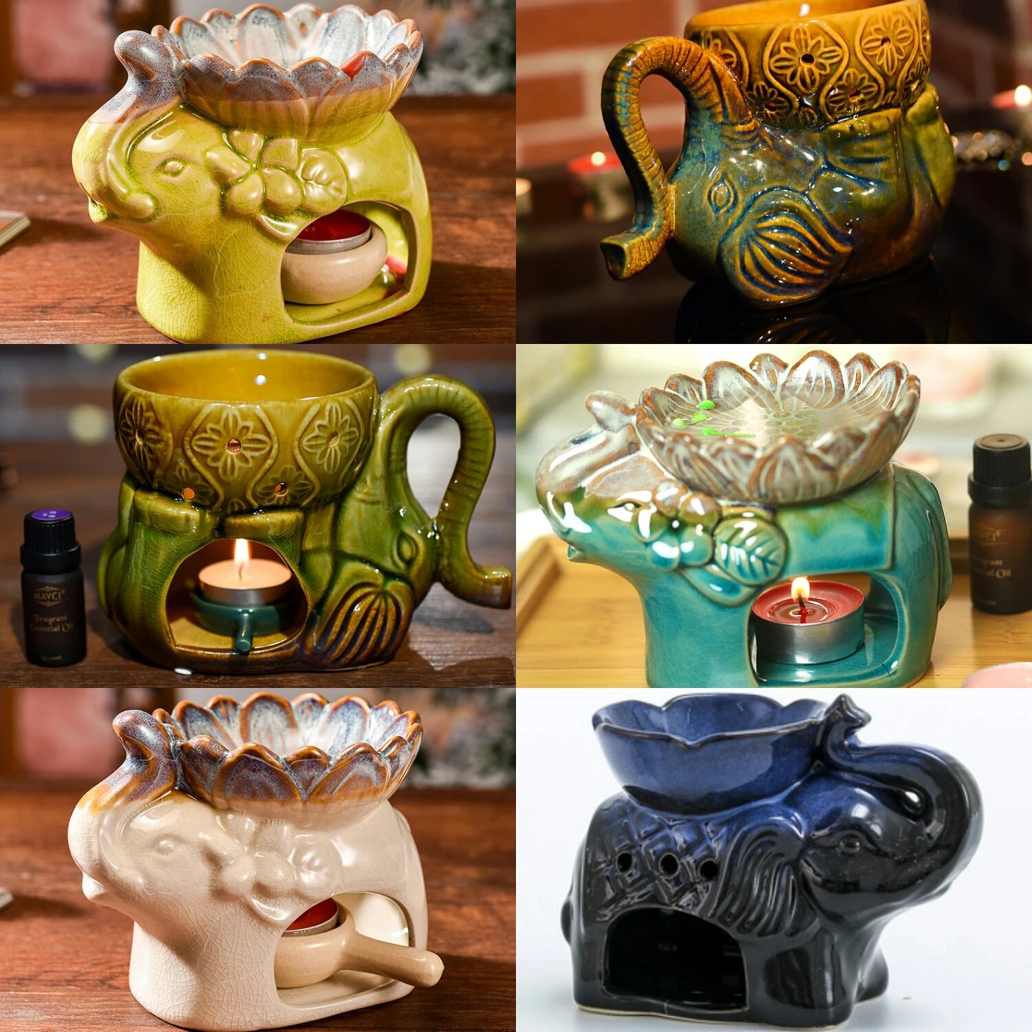 Ceramic Candle Essential Oils Lamps Large Capacity Thai Ice Crack