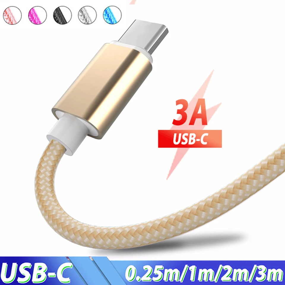 Кабель usb type-C 0,25 м, 1,5 м, 2 м, 3 м, Usb type-c, Usb C, Кабель зарядного устройства для samsung Galaxy S8, S9, S10 Plus, M20, Xiaomi Redmi, Note 7 Pro