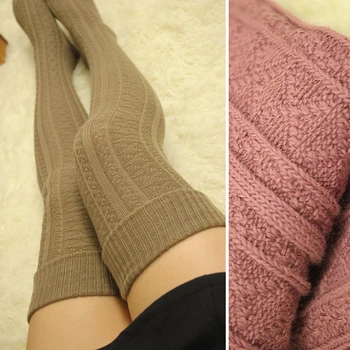 

Women's Winter Stocking Cotton Knitted Check Ultra Long Thermal over-the-knee Stockings