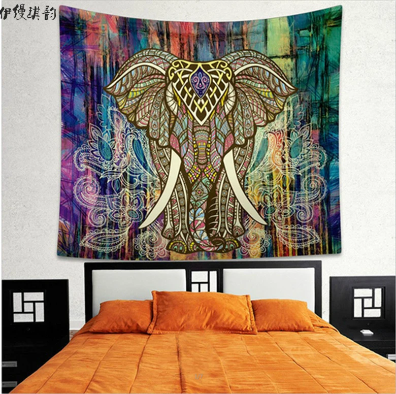 

2017 Elephant Bohemian Tapestry Beach Towel Decorative Mandala Tapestry Indian 130cmx150cm 153cmx203cm Boho Wall Carpet