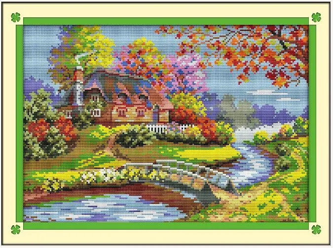 

Needlework,11ct/14ct DIY Cross stitch,Sets For Embroidery kits, The Country House Pattern Cross-Stitch painting Home Wall Decor