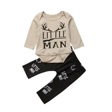 Для малышей, для мальчиков и девочек с надписью боди Длинные штаны комплект детского снаряжения одежда из хлопка 2 шт., детская одежда комплект одежды для маленьких мальчиков на возраст от 0 до 18 месяцев