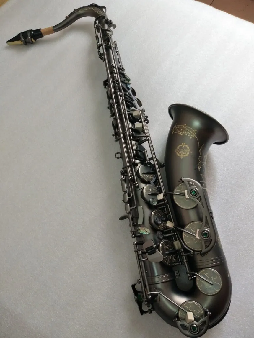 

New Japan Suzuki B flat Musical instrument Tenor Saxophone playing professionally paragraph Black Nickel Gold Saxophone Free