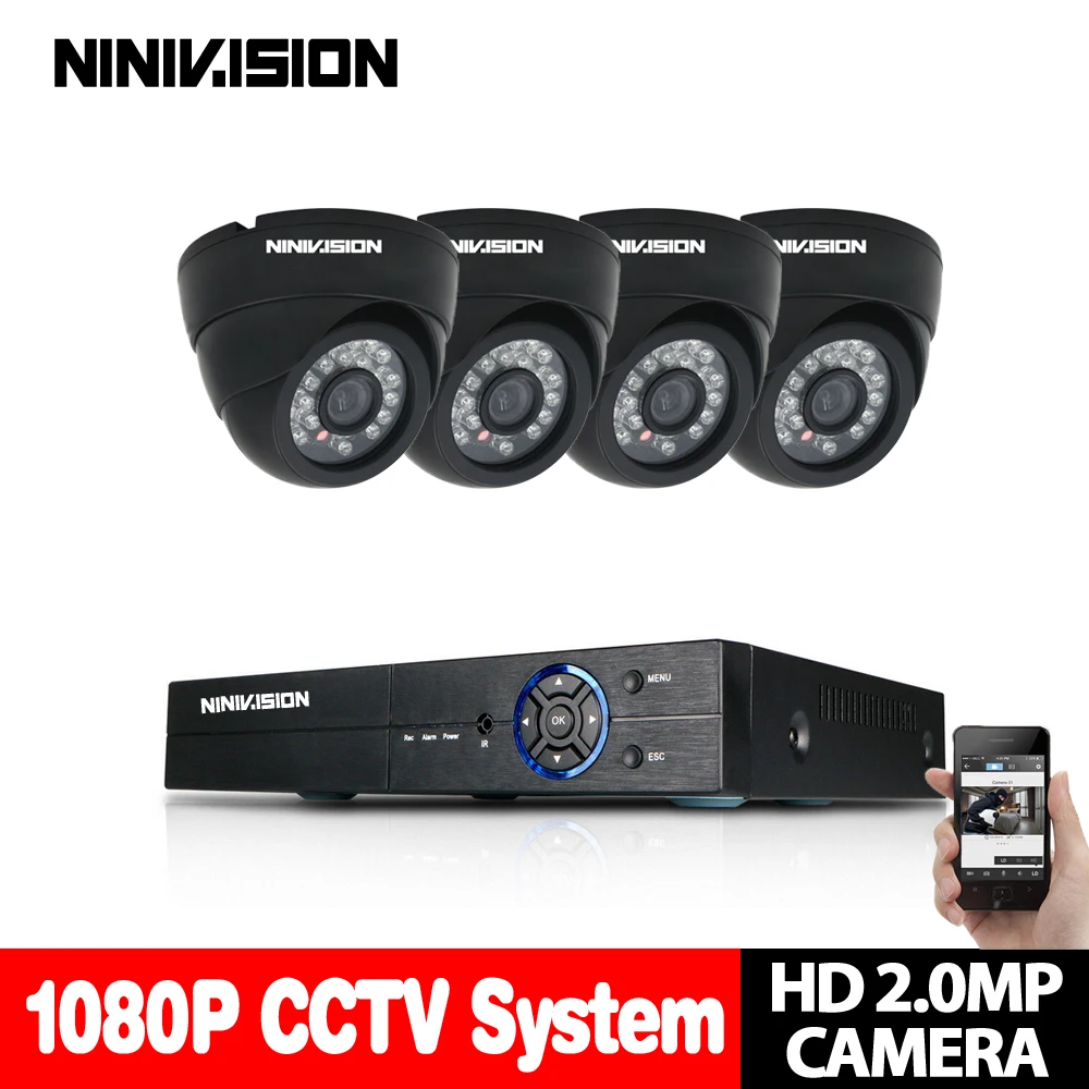  8CH CCTV sistema 1080 P HDMI AHD DVR CCTV 4 piezas 2.0MP IR cámara de seguridad de interior 24Led H