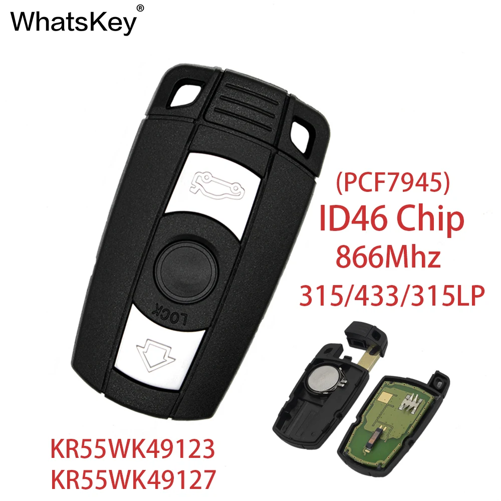 Whatskey 315/433/868 МГц ID46 чип 3 кнопки смарт-карта ключ дистанционный ключ для автомобиля пульт дистанционного управления для BMW 1 3 5 6 серии E91 E92 E60 E90