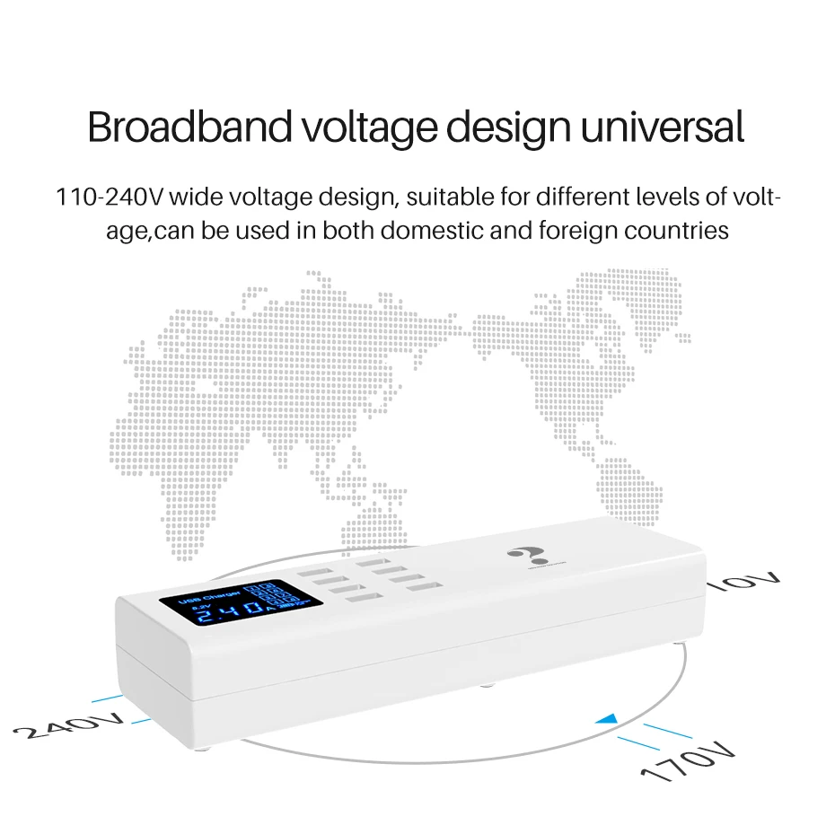 Умный Универсальный usb зарядное устройство светодиодный дисплей 8 портов втулка для быстрой зарядки настенный адаптер розетка питания для Apple Android HUAWEI Xiaomi htc