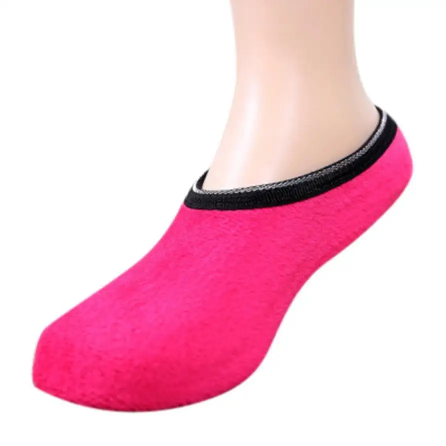 New Cotton Sock Slippers Women Home Floor Shoes With Rubber Sole Easy