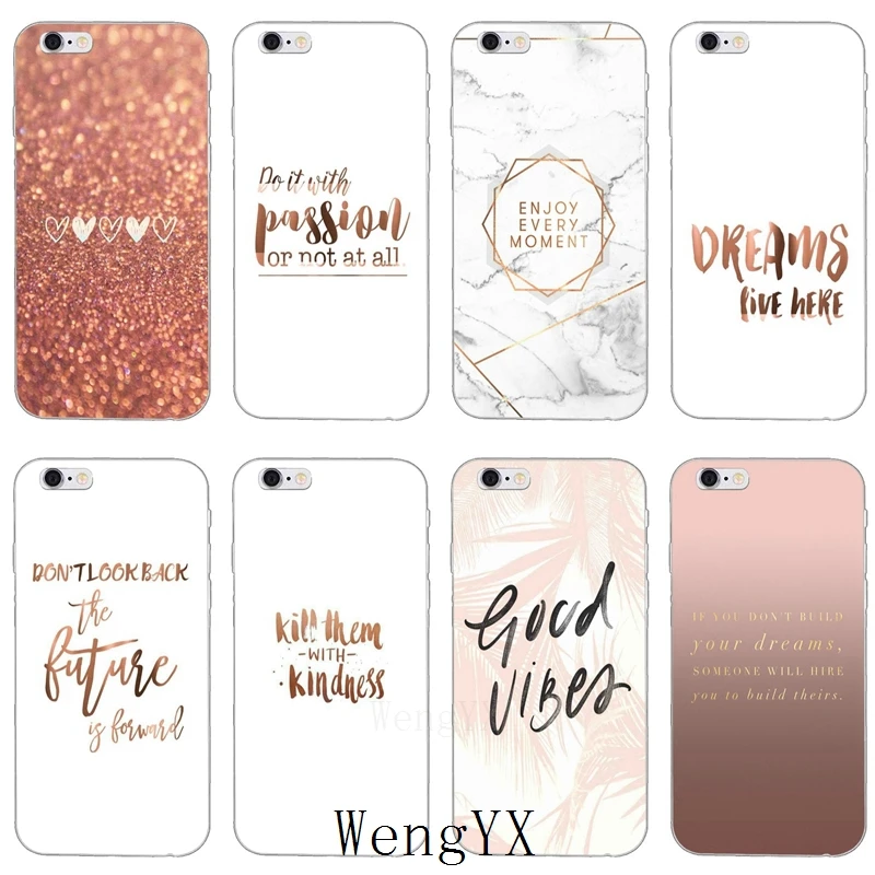 

rose gold quotes Inspiring slim Ultra Thin TPU Soft phone cover case For Huawei P7 P8 P9 P10 P20 pro Lite plus P Smart Mini 2017