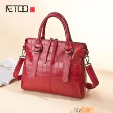 AETOO брендовая натуральная кожа сумка женская мода аллигатора принты кожаные сумки женские сумки большая сумка