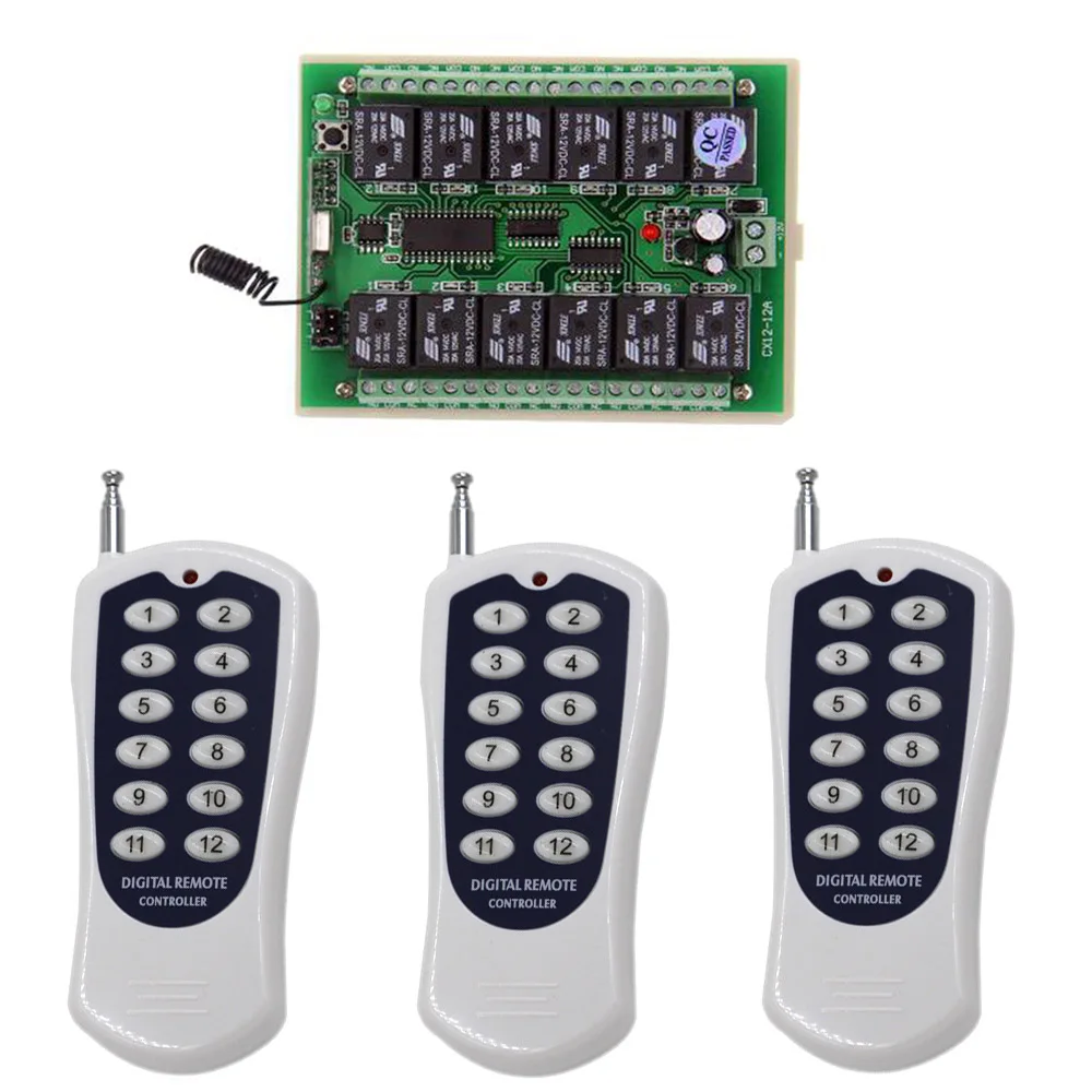 

DC 12V 24V 12 CH 12CH Wireless Remote Control Switch Remote LED Bulb Smart Home System Radio Relay Receiver Transmitter 315/433