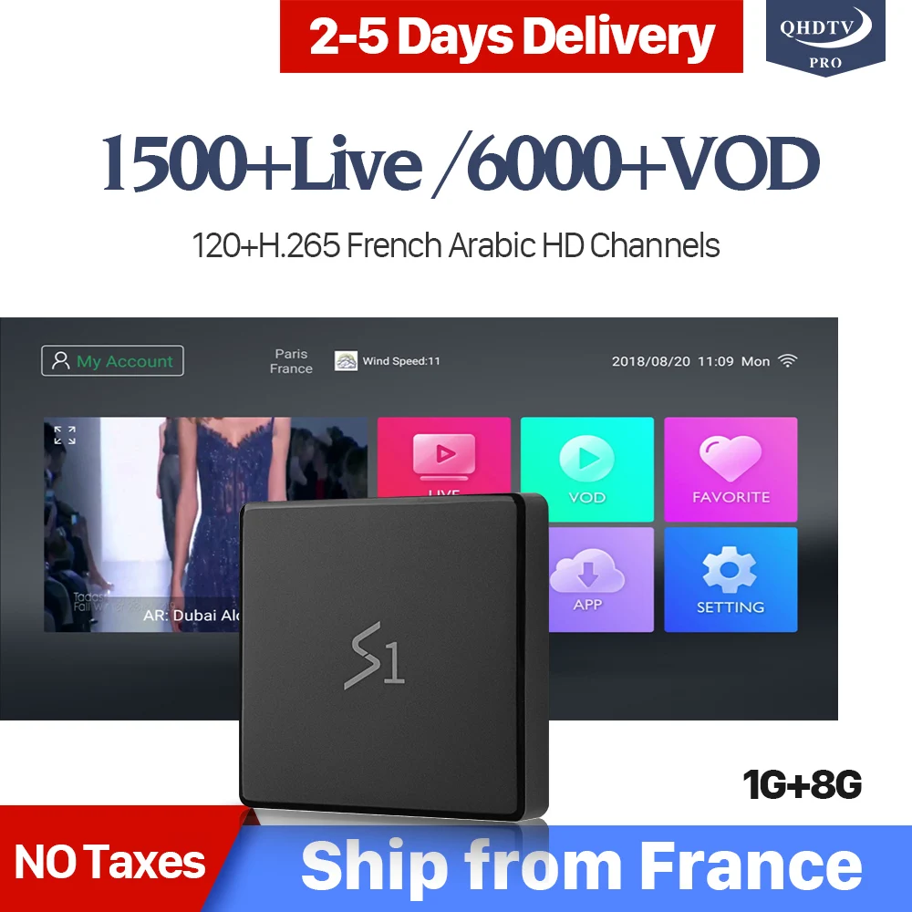 

France IPTV H.265 Decoder Leadcool S1 Arabic French IPTV Android 8.1 Box RK3229 1+8G QHDTV Pro 1 Year IP TV Netherlands Qatar