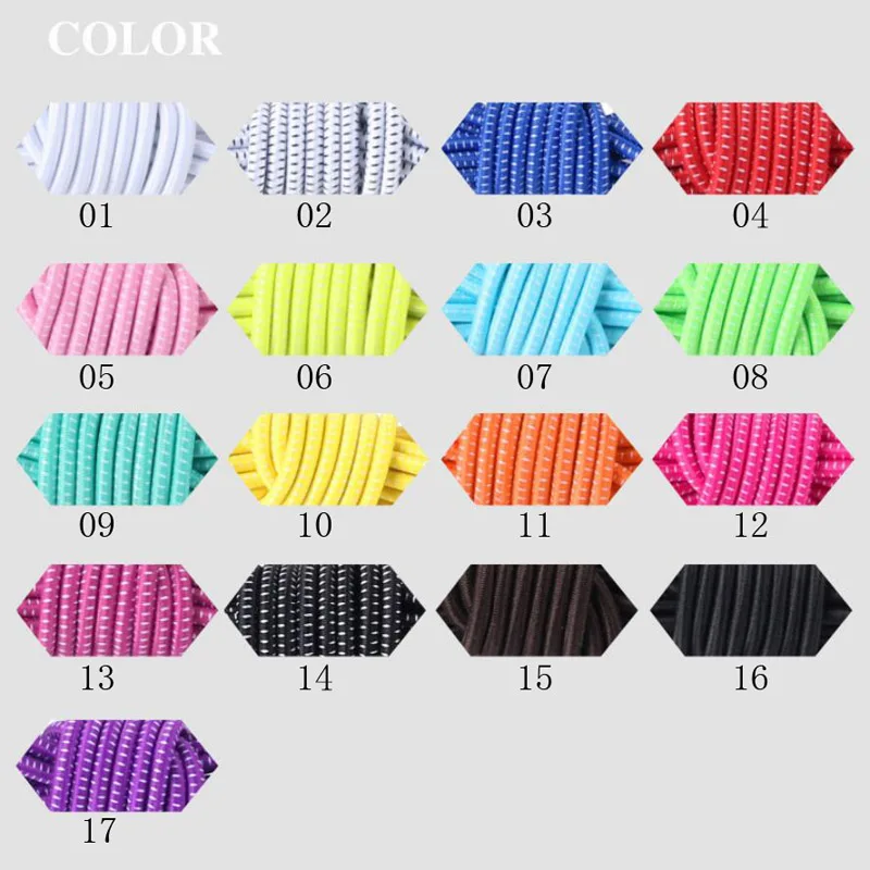 3 Pairs Round Lazy Adult Children Safety Silicones Locking No Tie Lace Color Elastic Laces Stretch Fashion Sports Laces Sneakers