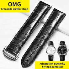 Substitute OMEGA Strap Genuine Leather Crocodile Leather Strap Butterfly Flying Speedmaster Seamaster Strap For Men 20mm Substitute OMEGA Strap Genuine Leather Crocodile Leather Strap Butterfly Flying Speedmaster Seamaster Strap For Men 20mm