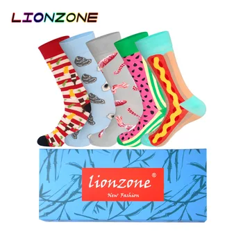 

LIONZONE 5Pairs/Lot Fruit Food Series Funny Socks With Fish Shrimp Cherry Mango Lemon Watermelon Patterns Hip Hop Men Socks