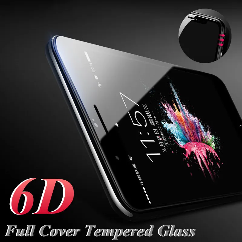 6D полное покрытие закаленное стекло для iPhone X 10 8 7 6 6S Plus HD на iphone 6s защита экрана 9H