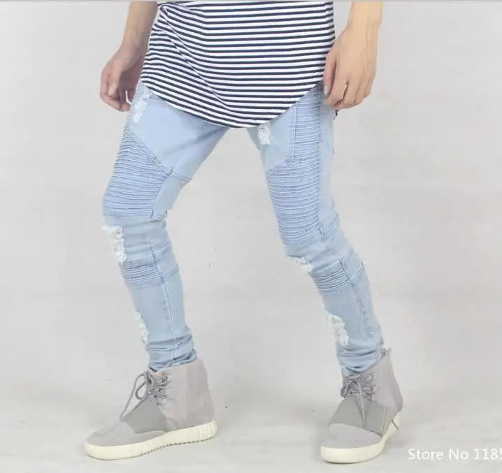 light blue biker jeans men