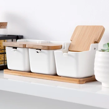 

Nordic Patterned Seasoning Container Kitchen Seasoning Bottle Set Ceramic Condiment Jar Spice Jar Set for Restaurant Home