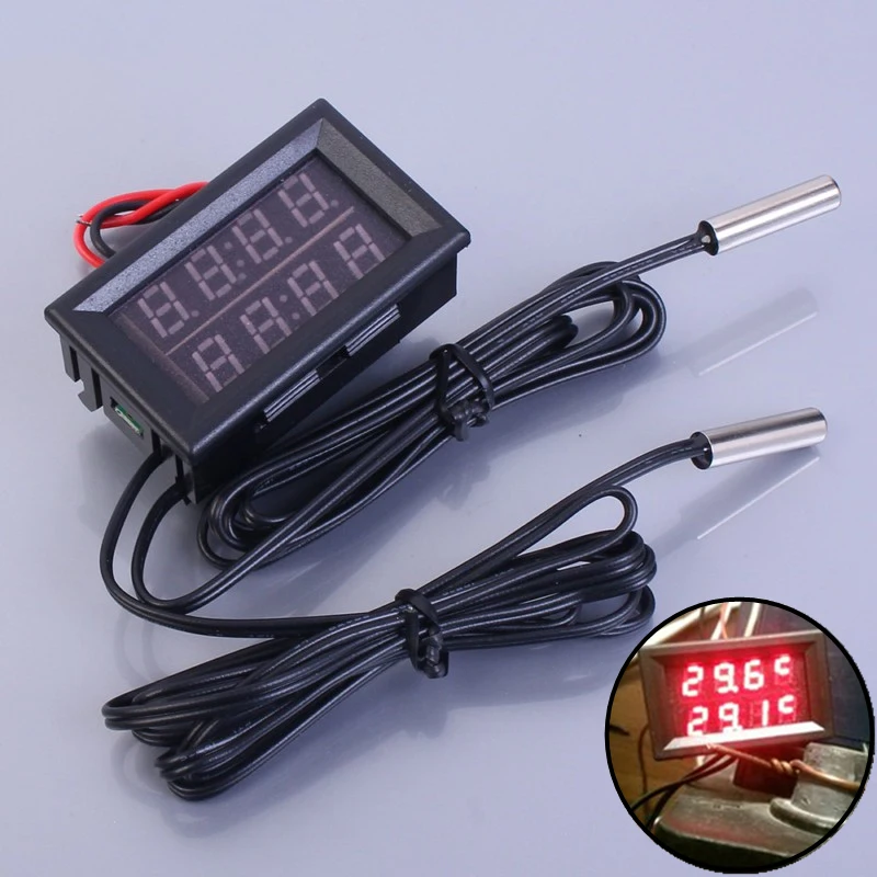 Best Dual Red LED Digital Display Thermometer Waterproof Temperature Sensor 0.56 Inch