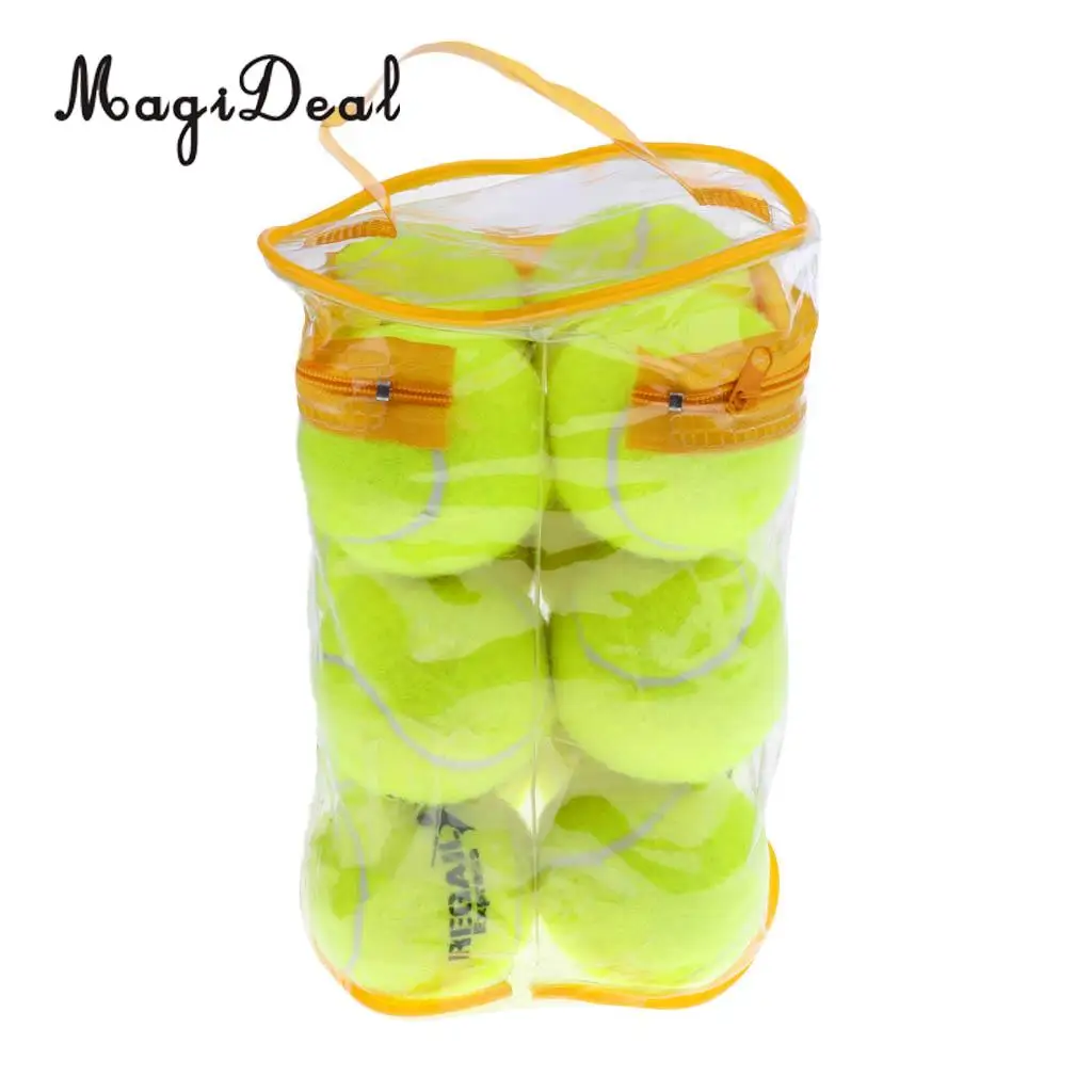 MagiDeal 12 Pieces High Elasticity Advanced Rubber Training Tennis Balls with Storage Bag Dog Toy Game Balls Great Bounce  
