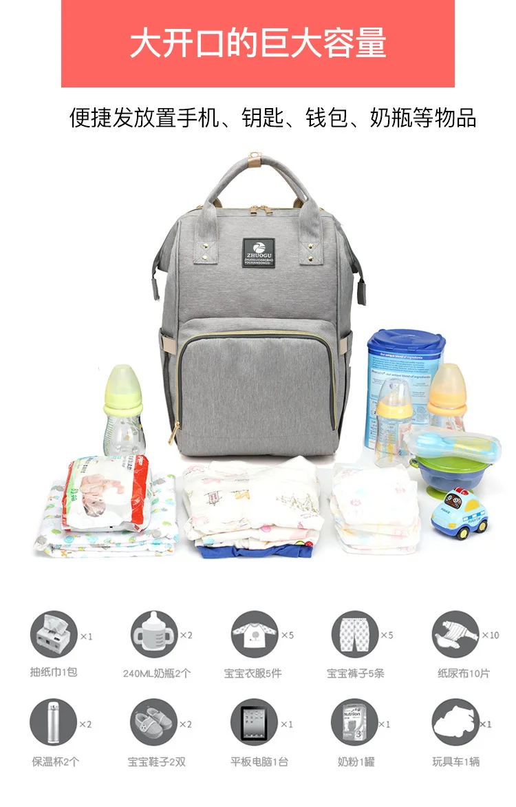 Fashion Mummy Diaper Bag Backpack Multifunction Maternity Nappy Bag Large Capacity Waterproof Travel Mom Organizer For Baby Care (7)