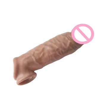 Yunman 16cm Silicone élargissement pénis manchon Extender réaliste réutilisable préservatif retard Ejaculation intime marchandises jouets sexuels