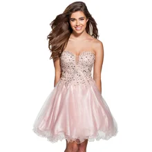 2016 rosa Weg Von Der Schulter Organza Perlen Cocktailkleider Schatz Cocktailkleid A-Line Kurzes Kleid Für Hochzeit