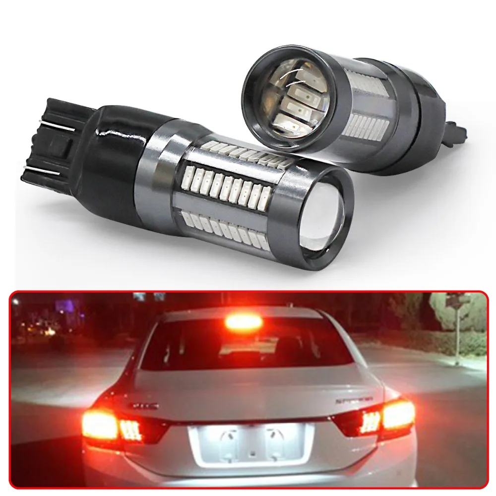 Современный Автомобильная фара DRL 66 W 4014 66SMD Противотуманные фары H7 T20 7440 7443 1156 1157 7000LM белого и красного цветов хода Включите одиночные огни