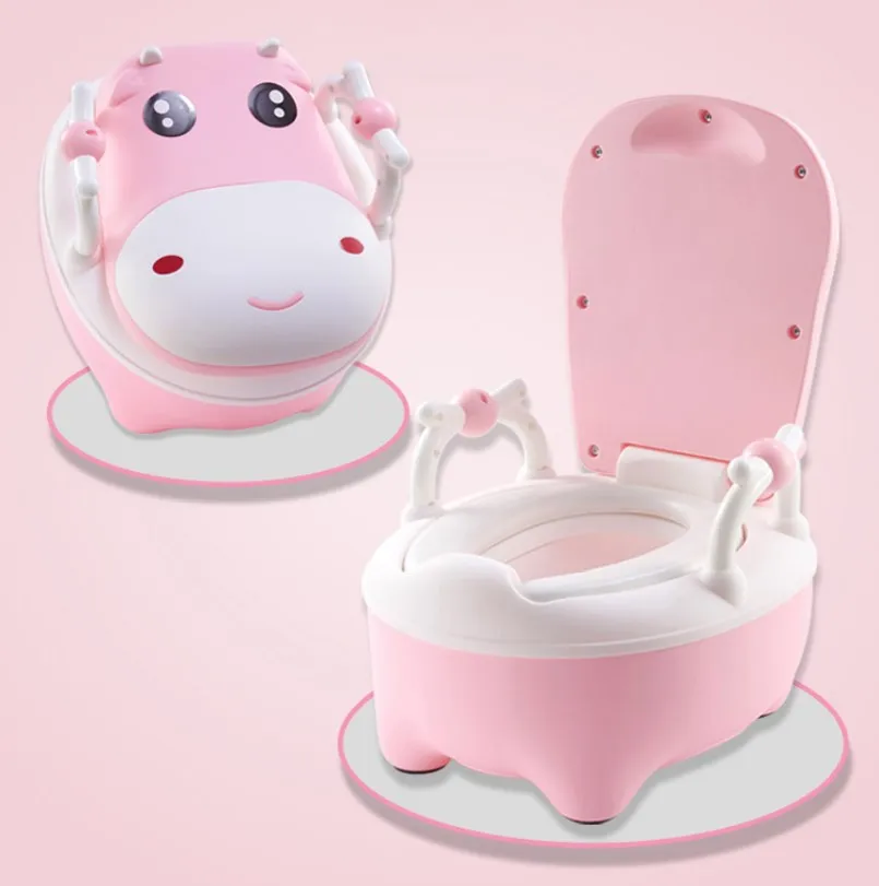 Детский горшок, стул с милым рисунком, Детский горшок, туалет, пластиковый, для обучения мальчиков и девочек, детское сиденье для унитаза, портативный Детский горшок, детский туалет - Цвет: soft pink